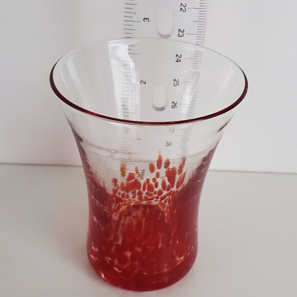 Hand Blown Flared Rim Shot Glasses Flaming Orange-Red To Clear 4 Set Barware - Picture 8 of 11